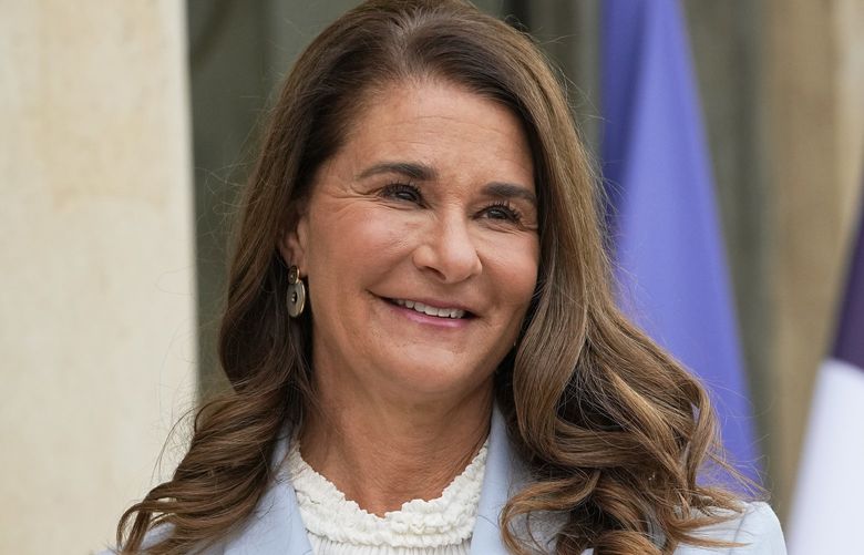 FILE – In this Thursday, July 1, 2021, file photo, Melinda Gates, co-chair of the Bill and Melinda Gates Foundation, poses for photographers as she arrives for a meeting after a meeting on the sideline of the gender equality conference at the Elysee Palace in Paris. Philanthropists Melinda French Gates, MacKenzie Scott and the family foundation of billionaire Lynn Schusterman awarded $40 million Thursday, July 29, 2021, to four gender equality projects. (AP Photo/Michel Euler, File) NYSB306 NYSB306