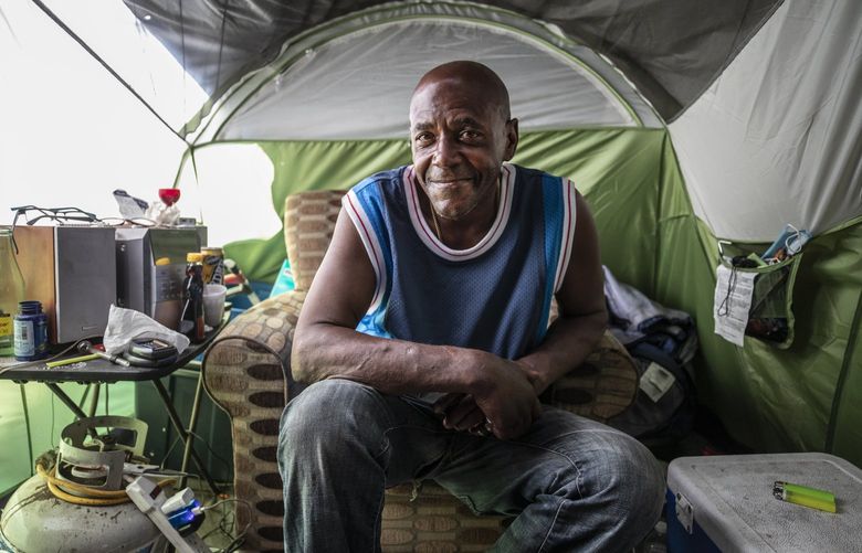 Thursday, August 5, 2021.     Eric Jordan shared his experience of being cleared from an encampment and his reasons for wanting to stay.  He is now sharing his shelter with others near Ranier Ave. S. in Seattle.   217834