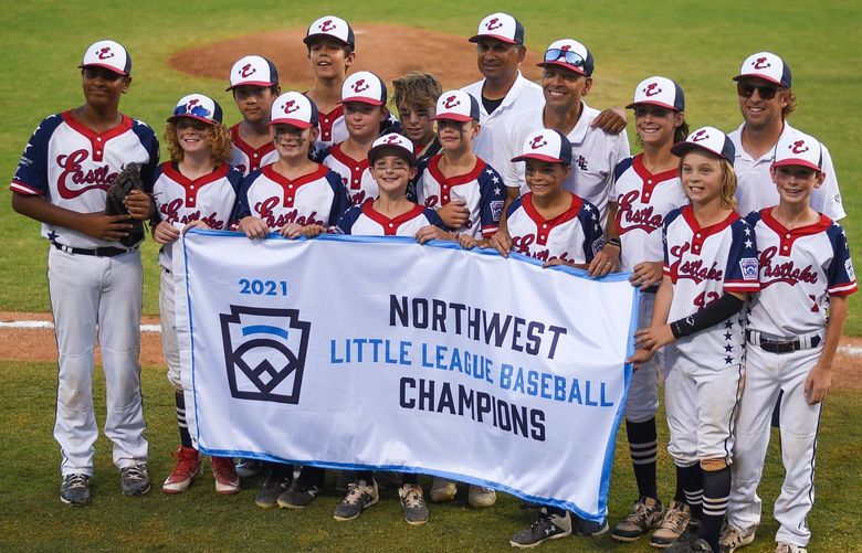 The Eastlake Little League All-Stars pose after winning the Northwest Region Tournament last week in San Bernardino, California.