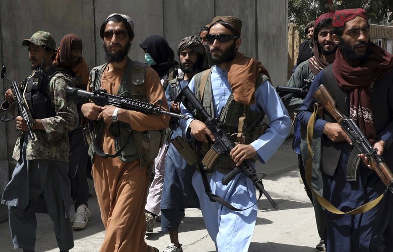 Taliban fighters patrol in Wazir Akbar Khan neighborhood in the city of Kabul, Afghanistan, Wednesday, Aug. 18, 2021. The Taliban declared an “amnesty” across Afghanistan and urged women to join their government Tuesday, seeking to convince a wary population that they have changed a day after deadly chaos gripped the main airport as desperate crowds tried to flee the country. (AP Photo/Rahmat Gul) XRG129 XRG129