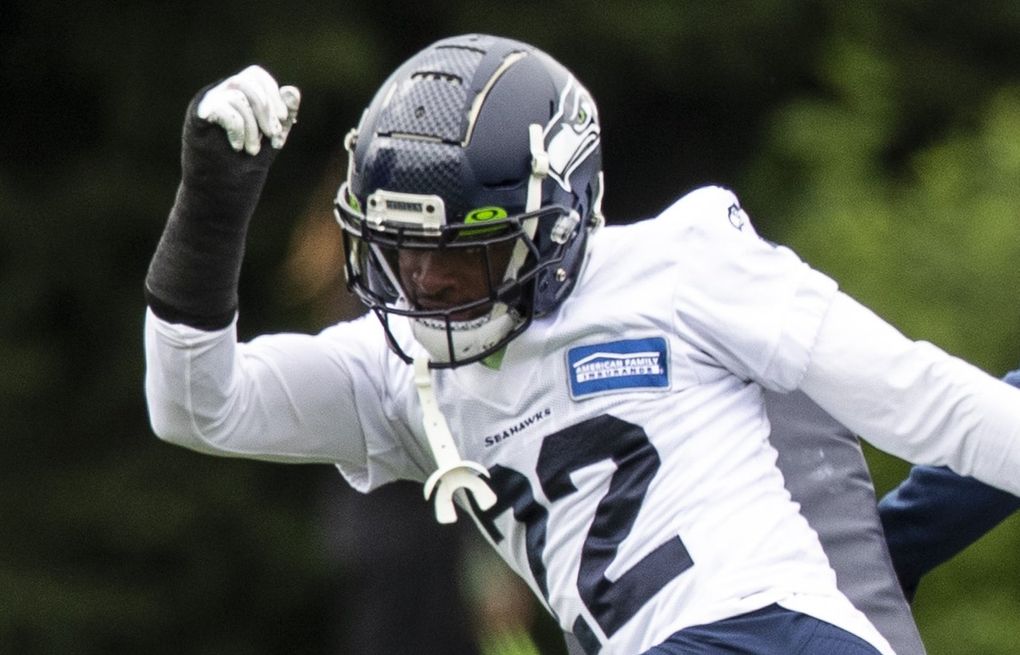 Seattle Seahawks cornerback Tre Brown (22) walks on the field