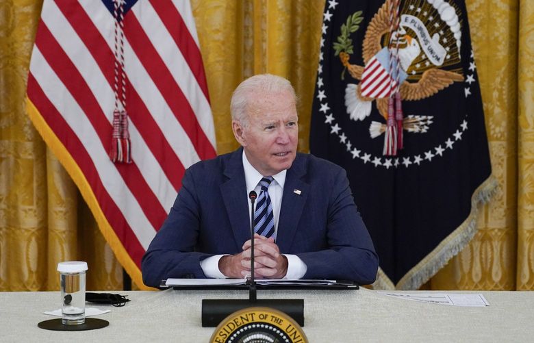 President Joe Biden speaks during a meeting about cybersecurity, in the East Room of the White House, Wednesday, Aug. 25, 2021, in Washington. (AP Photo/Evan Vucci) DCEV412 DCEV412