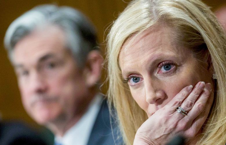Lael Brainard, former under secretary for international affairs at the U.S. Treasury and nominee to be a governor of the U.S. Federal Reserve, from right, Jerome Powell, current Fed governor and nominee for another term, and Stanley Fischer, former governor of the Bank of Israel and nominee to be vice chairman of the Fed, listen during a Senate Banking Committee nomination hearing in Washington, D.C., U.S., on Thursday, March 13, 2014. Fischer, the nominee to be Federal Reserve Chair Janet Yellen’s top lieutenant, said the world’s largest economy still needs unprecedented accommodation amid high joblessness. Photographer: Andrew Harrer/Bloomberg *** Local Caption *** Lael Brainard; Jerome Powell; Stanley Fischer 478894545