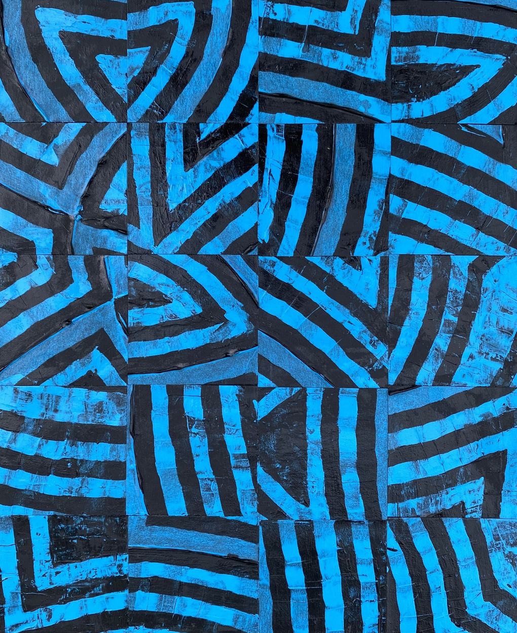 Jazz Brown’s “Blue Check” embodies the highly graphic quality of the artist’s new show, “Intimacy Aware,” at J. Rinehart Gallery. (Courtesy of J. Rinehart Gallery)