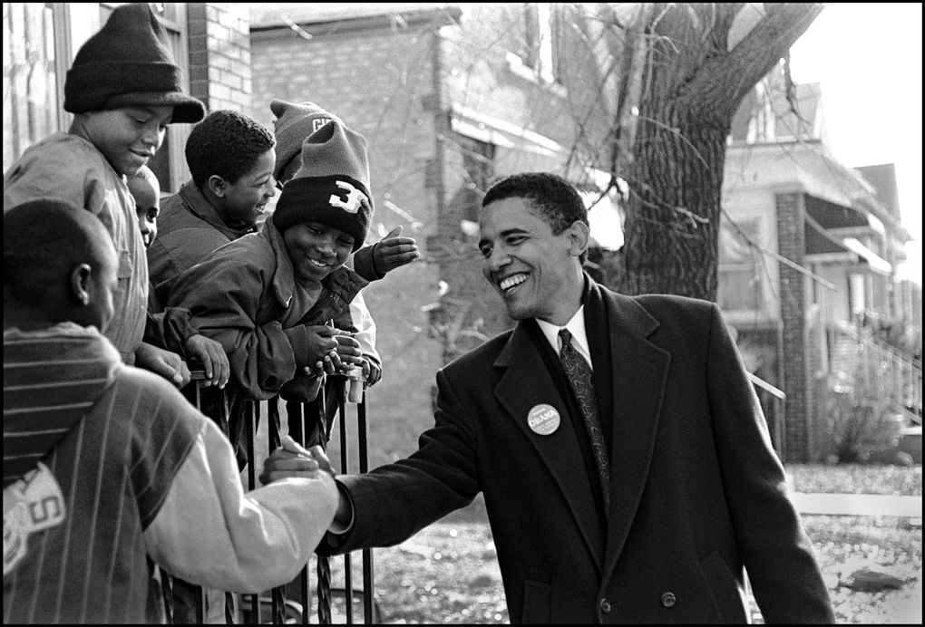 “Obama: In Pursuit of a More Perfect Union,” which follows the life of the 44th U.S. president, shows Barack Obama campaigning for the Illinois State Senate. (Marc PoKempner / Courtesy of HBO)
