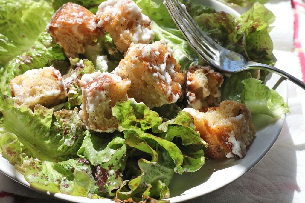 Brett Bankson, a Seattle-area neuroscience student, is competing on the TV show “Top Chef Amateurs.” This is his finished focaccia salad with croutons. (Greg Gilbert / The Seattle Times)