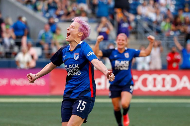 Megan Rapinoe of the OL Reign during a game between Washington Spirit  News Photo - Getty Images