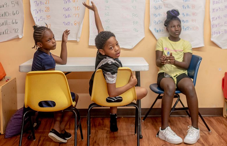Students at Northtown Child Development Center in Jackson, Miss., July. 22, 2021. As the pandemic took hold, more than 1 million children did not enroll in local schools. Many of them were the most vulnerable: 5-year-olds in low-income neighborhoods (Emily Kask for The New York Times)