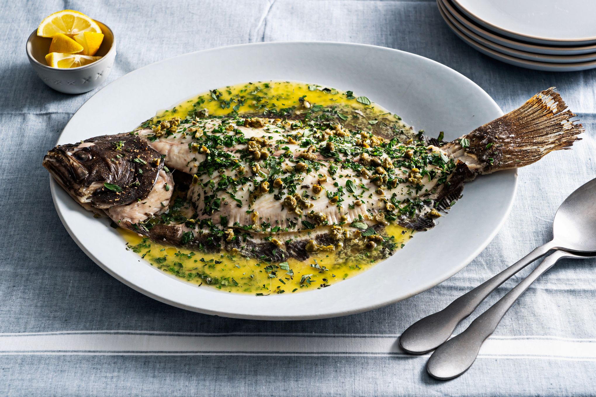Baked whole flounder with herb butter is a 30-minute dinner worth