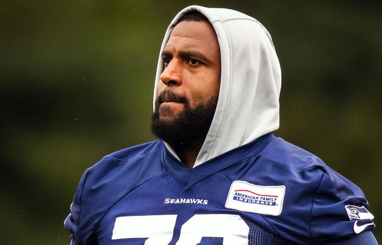 SEAHAWKS FILE –
Seahawks offensive tackle Duane Brown walks off the field after Seahawks Training Camp at the Virginia Mason Athletic Center in Renton Saturday July 31, 2021. 217731