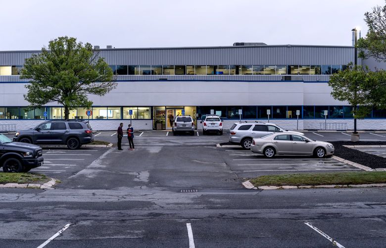 The factory for Abbott Laboratories, a major supplier of rapid tests for COVID-19, in Westbrook, Maine, Aug. 20, 2021. As virus cases in the U.S. plummeted this spring, so did Abbott’s COVID-testing sales. But now, amid a new surge in infections, steps the company took to eliminate stock and wind down manufacturing are proving untimely – hobbling efforts to expand screening as the highly contagious Delta strain rages across the country. (Ryan David Brown/The New York Times) XNYT164 XNYT164