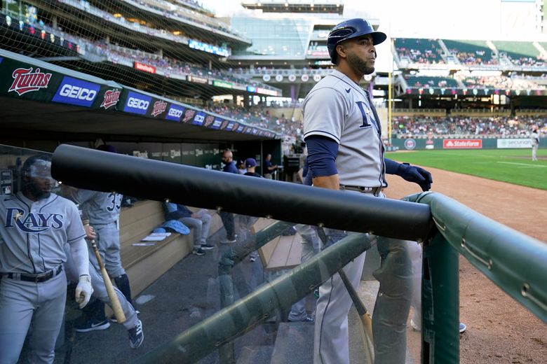 San Diego Padres' Nelson Cruz wears the team's home-run sombrero before a  baseball game against the Minnesota Twins, Tuesday, May 9, 2023, in  Minneapolis. (AP Photo/Abbie Parr Stock Photo - Alamy