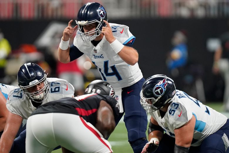 Woodside, Barkley throw TDs as Titans stop Falcons 23-3