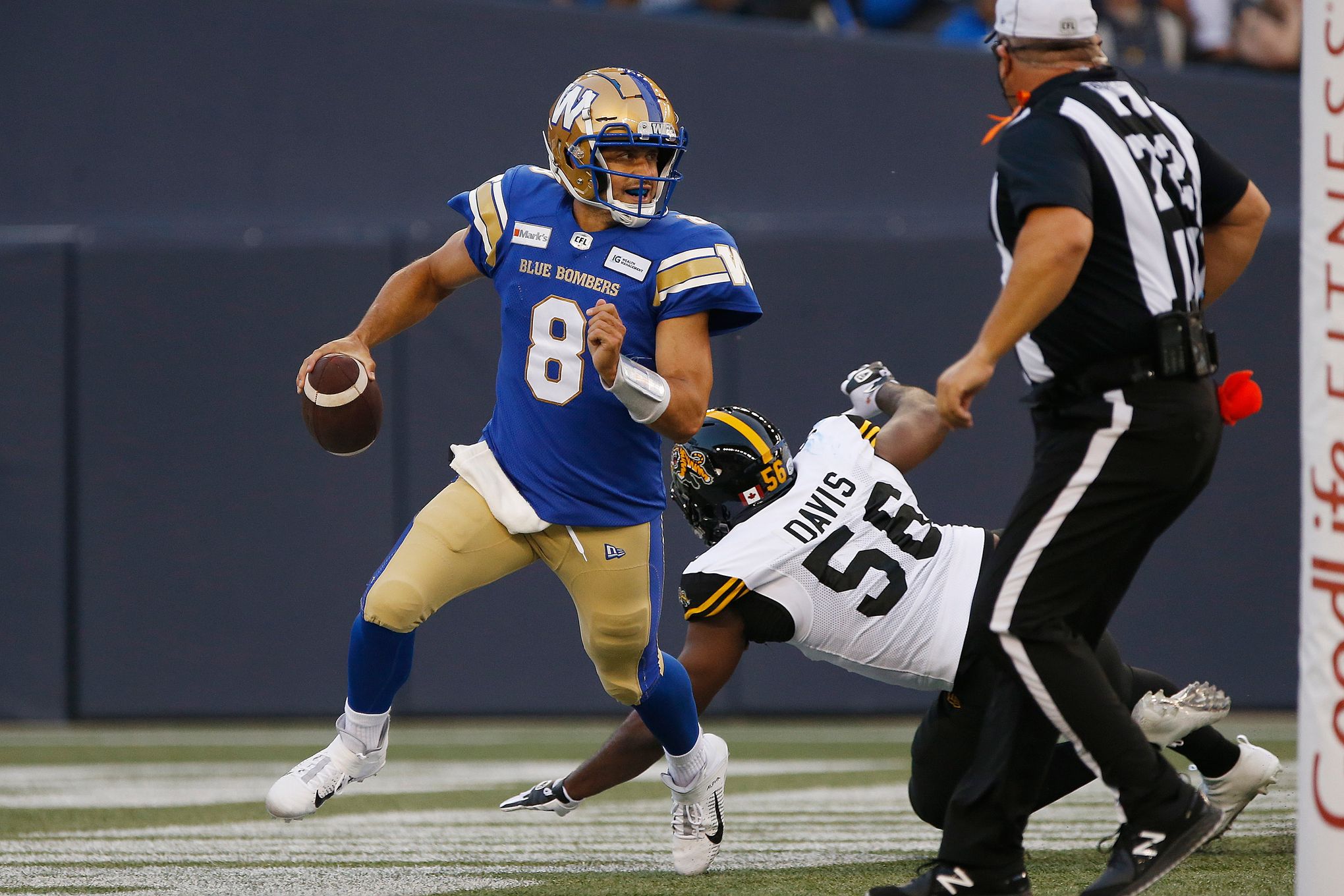 Blue Bombers top Ti-Cats in CFL return, '19 Grey Cup rematch