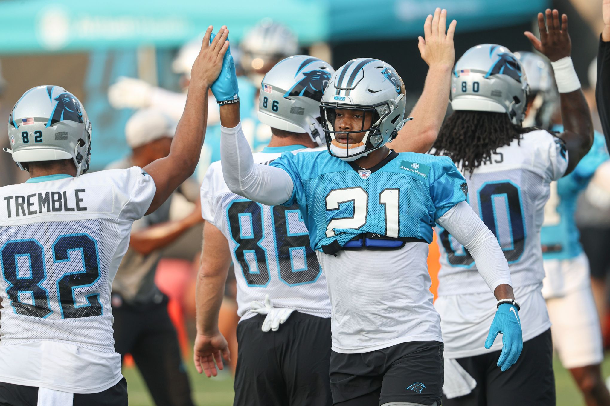 Carolina Panthers safety Jeremy Chinn (21) plays during an NFL football  game between the Carolina Panthers and the Denver Broncos on Sunday, Nov. 27,  2022, in Charlotte, N.C. (AP Photo/Jacob Kupferman Stock