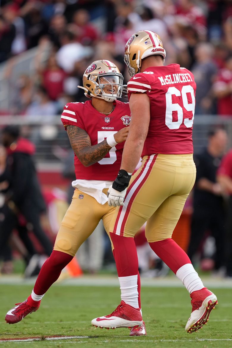 Video: 49ers' Trey Lance throws TD on first NFL pass