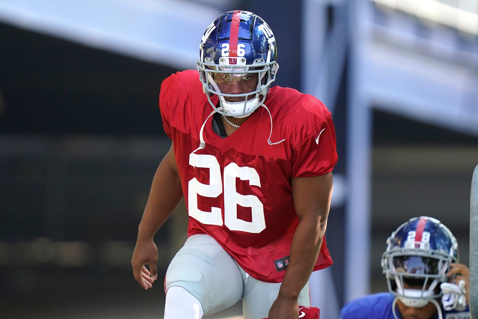 Here's why Saquon Barkley wearing his Giants helmet in workouts is good for  both side