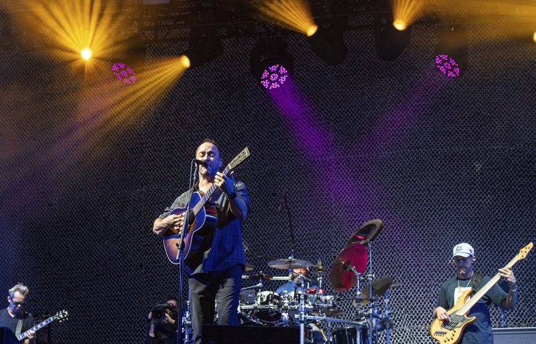 Tim Reynolds, from left, Dave Matthews, Carter Anthony Beauford, and Stefan Kahil Lessard of the Dave Matthews Band perform at the Railbird Music Festival on Sunday, Aug. 29, 2021, in Lexington, Ky. (Photo by Amy Harris/Invision/AP) KYRP130