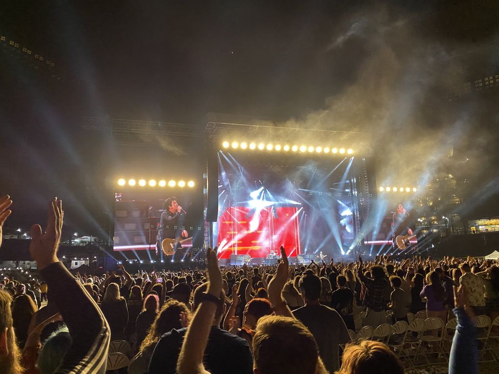 The first leg of the Green Day-led Hella Mega tour closed in Seattle’s T-Mobile Park Monday. (Michael Rietmulder / The Seattle Times)