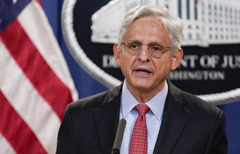 Attorney General Merrick Garland announces a lawsuit to block the enforcement of new Texas law that bans most abortions at the Justice Department in Washington, Thursday, Sept. 9, 2021. (AP Photo/J. Scott Applewhite) DCSA301 DCSA301