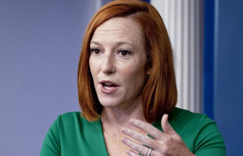 White House press secretary Jen Psaki speaks at a press briefing at the White House in Washington, Thursday, Sept. 9, 2021. (AP Photo/Andrew Harnik) DCAH126 DCAH126