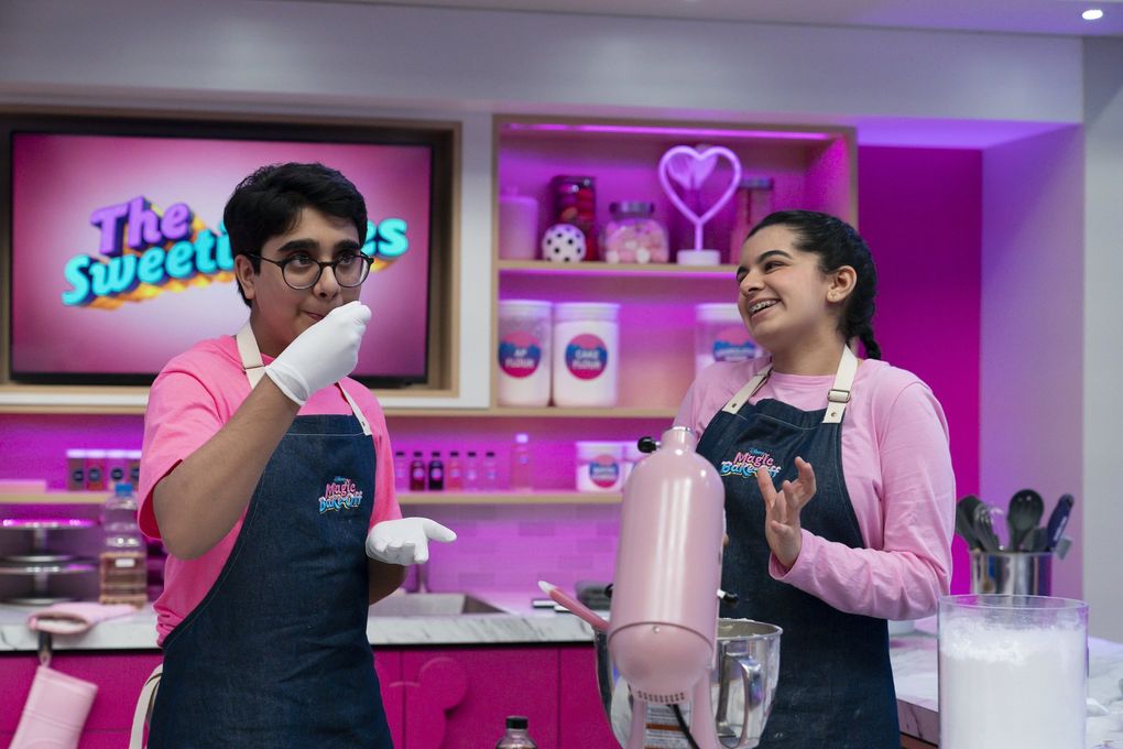 Seattle-area teens Amar Deshpande and Zahira Amarsi in “Disney’s Magic Bake-Off.” (Aaron Epstein / Disney)