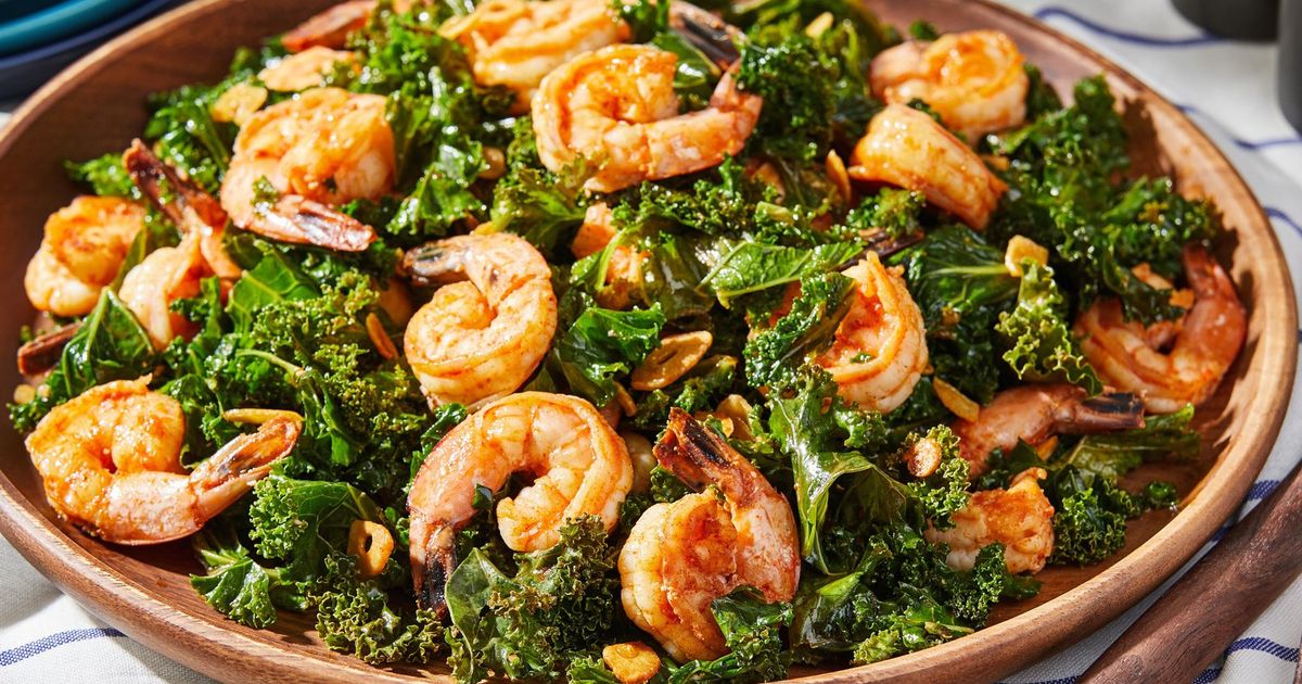 Shrimp with kale, garlic and smoked paprika channel Spanish tapas in