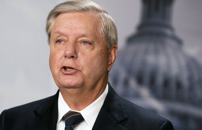 Sen. Lindsey Graham, R-S.C., speaks to reporters during a news conference at the Capitol, Thursday, Jan. 7, 2021, in Washington. Graham said Thursday that the president must accept his own role in the violence that occurred at the U.S. Capitol. (AP Photo/Manuel Balce Ceneta)