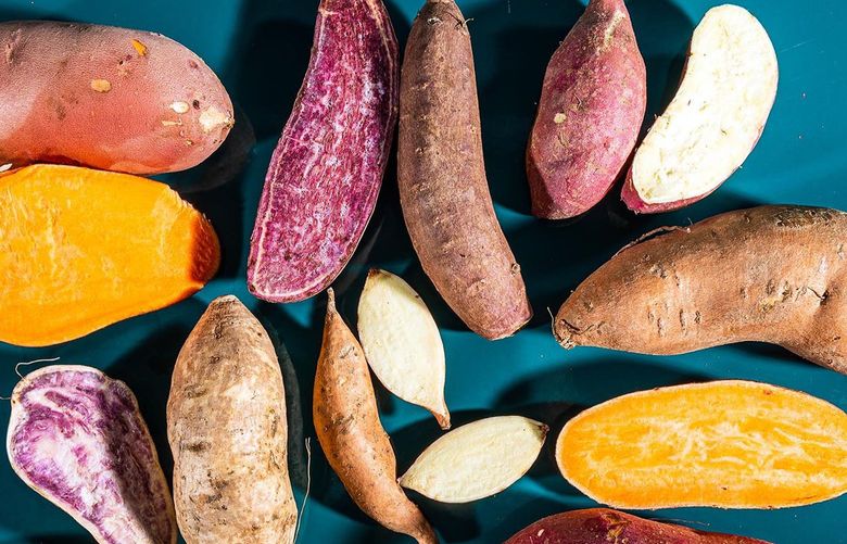A guide to sweet potato varieties: How to choose, prep and store them.(Rey Lopez for The Washington Post / Food styling by Lisa Cherkasky for The Washington Post)