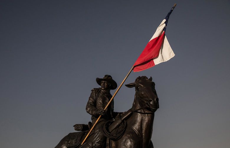A sculpture of a Texas Ranger stands near the Texas Ranger Hall of Fame and Museum in Waco, Texas, Sept. 22, 2021. After the murder of George Floyd, some states looked to independent agencies to examine deaths in police custody. But dozens of cases handled by the Texas Rangers show the approach has flaws. (Tamir Kalifa/The New York Times)