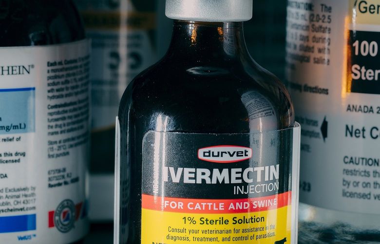 A bottle of Ivermectin in West Point, Miss. on Sept. 18, 2021. A wave of misinformation touting the deworming drug ivermectin as a COVID-19 treatment appears to be showing no signs of abating, with calls about the drug to poison control centers surging, and officials in New Mexico saying misuse of the medication contributed to at least two deaths. (Houston Cofield/The New York Times) XNYT45 XNYT45