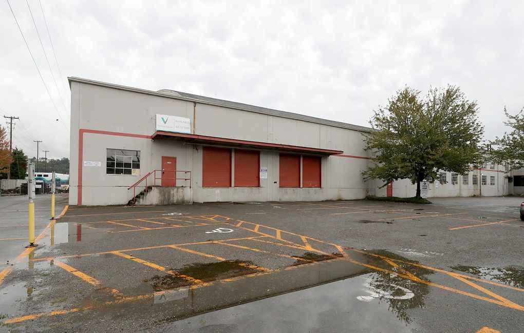 This warehouse on Occidental Avenue South in Seattle’s Sodo neighborhood is where “Van Gogh: The Immersive Experience” is scheduled to be held. (Greg Gilbert / The Seattle Times)