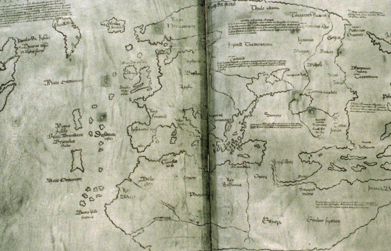** FILE ** This is a copy of the “Vinland Map” as seen at Yale University in New Haven, Conn., in this Feb. 13, 1996 file photo. Experts dispute its authenticity. Two new studies add fresh fuel to a decades-old debate about whether the parchment map of the Vikings’ travels to the New World, purportedly drawn by a 15th century scribe, is authentic or a clever 20th century forgery. Both studies were published independently in scholarly journals, the researchers announced Monday, Nov. 24, 2003. (AP Photo/Ho)

WXS1O1



0393675826