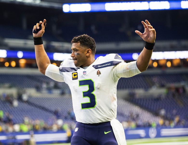 Seattle Seahawks wide receiver Tyler Lockett (16) celebrates as he scores a  touchdown against the Indianapolis Colts during the first half of an NFL  football game in Indianapolis, Sunday, Sept. 12, 2021. (