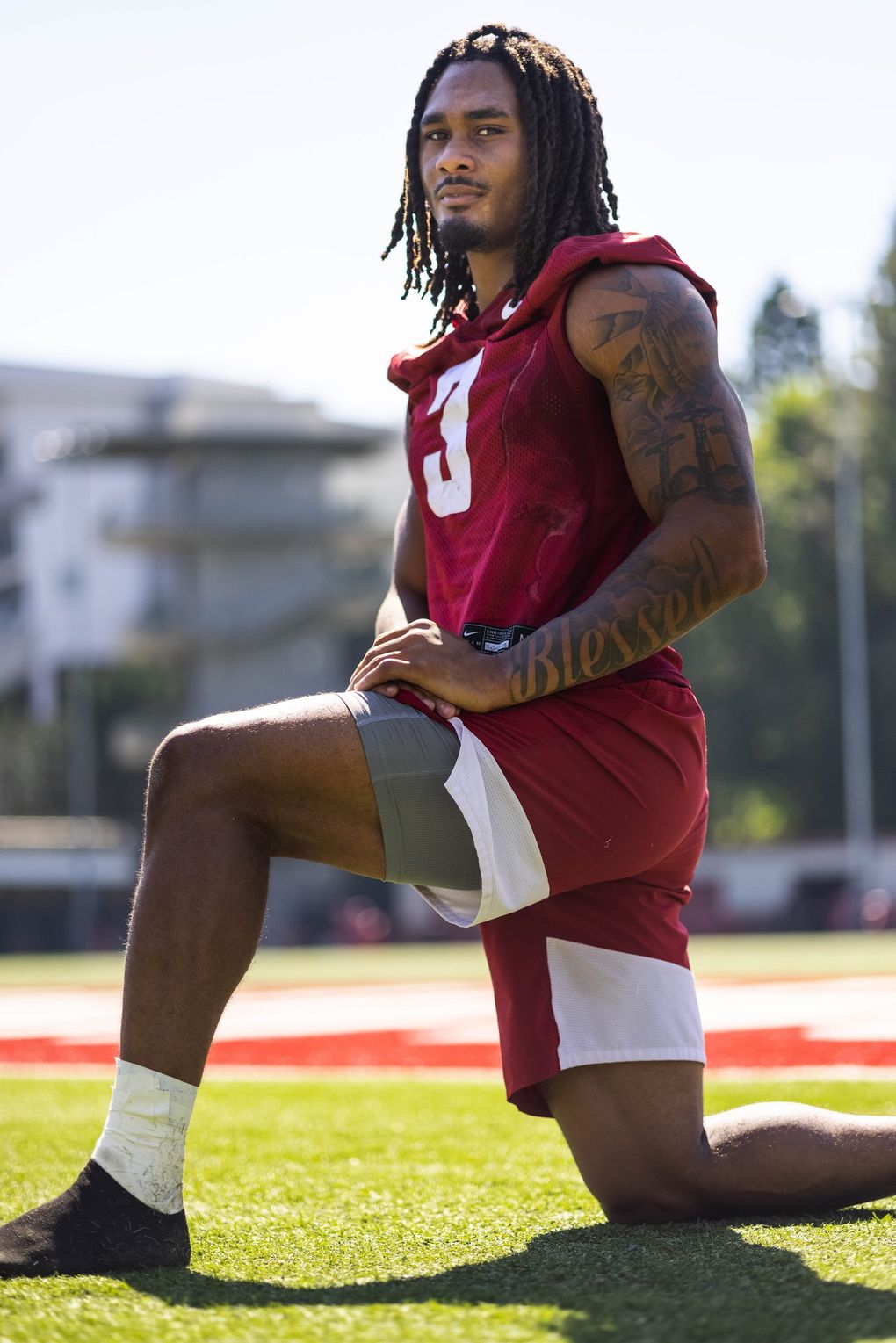 Washington State running back Deon McIntosh (3).
.
The Washington State Cougars practice Wednesday, August 11, 2021 at Rogers Field on the WSU campus in Pullman, WA. (Dean Rutz / The Seattle Times)