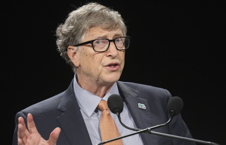 FILE In this Thursday, Oct. 10, 2019 file photo, Philanthropist and Co-Chairman of the Bill & Melinda Gates Foundation Bill Gates gestures as he speaks to the audience during the Global Fund to Fight AIDS event at the Lyon’s congress hall, central France. Politicians and public health leaders have publicly committed to equitably sharing any coronavirus vaccine that works, but the top global initiative to make it happen may allow rich countries to reinforce their own stockpiles while making fewer doses available for poor ones. While no country can afford to buy doses of every potential vaccine candidate, many poor ones can’t afford to place such speculative bets at all. The key initiative to help them is led by Gavi, a public-private partnership started by the Bill & Melinda Gates Foundation that buys vaccines for about 60% of the world’s children. (Ludovic Marin/Pool Photo via AP, File)