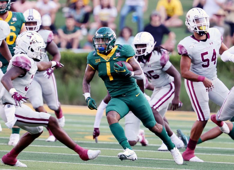 Baylor running back Trestan Ebner runs the 40-yard dash at the NFL