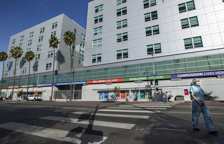 Kaiser Permanente Medical Center on Sunset Boulevard in Los Angeles. There are concerns in the California health care system as the third COVID wave crashes over the state. (Mel Melcon/Los Angeles Times/TNS)