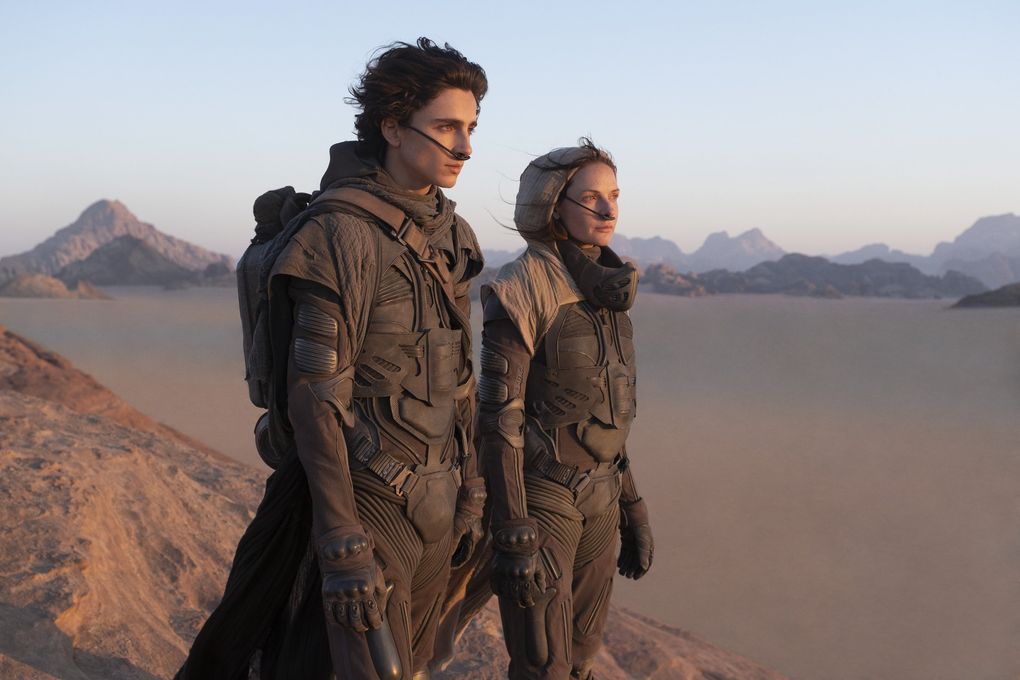 Timothee Chalamet as Paul Atreides, left, and Rebecca Ferguson as Lady Jessica in Denis Villeneuve’s 2021 “Dune.” (Chia Bella James / Warner Bros. Entertainment)