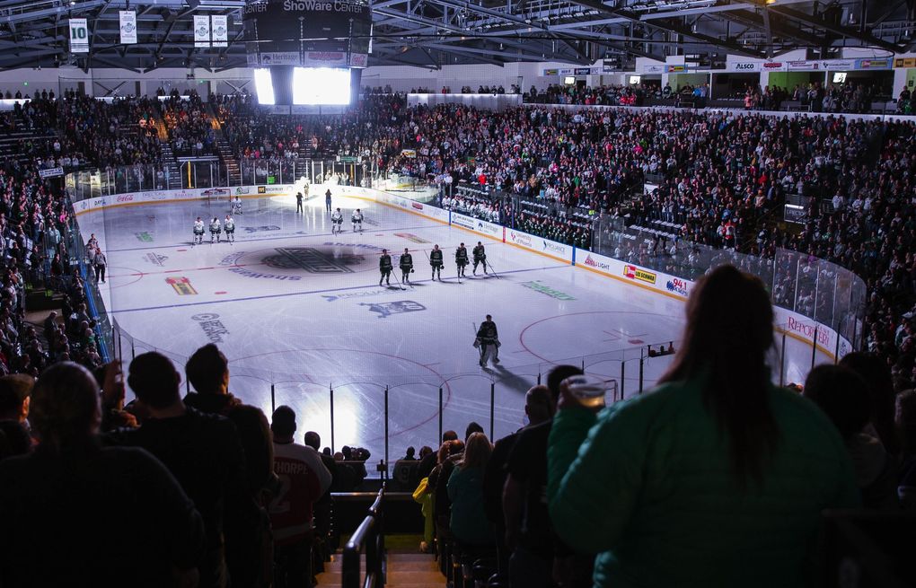 The Everett Silvertips played the Seattle Thunderbirds in Game 4 of the 2017 Western Hockey League playoffs at accesso ShoWare Center in Kent. If you want to take in live hockey but are wary of the price tag that comes with Kraken games, you can check out the Silvertips or Thunderbirds instead. (Dean Rutz / The Seattle Times)
