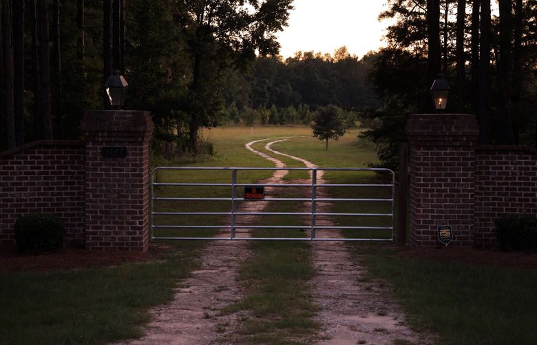 On Sept. 26, 2021, an entrance gate to the estate in Islandton, S.C., where Alex Murdaugh’s wife and son were found shot to death. Five people in the Murdaugh family orbit have died in recent years, and investigators are looking for connections.