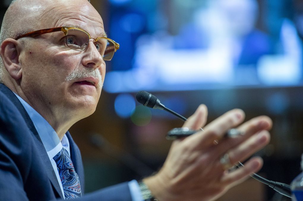 Chris Magnus testifies before the Senate Finance Committee on his nomination to be the next U.S. Customs and Border Protection commissioner, Tuesday, Oct. 19, 2021 on Capitol Hill in Washington. (Rod Lamkey/Pool via The Associated Press)
