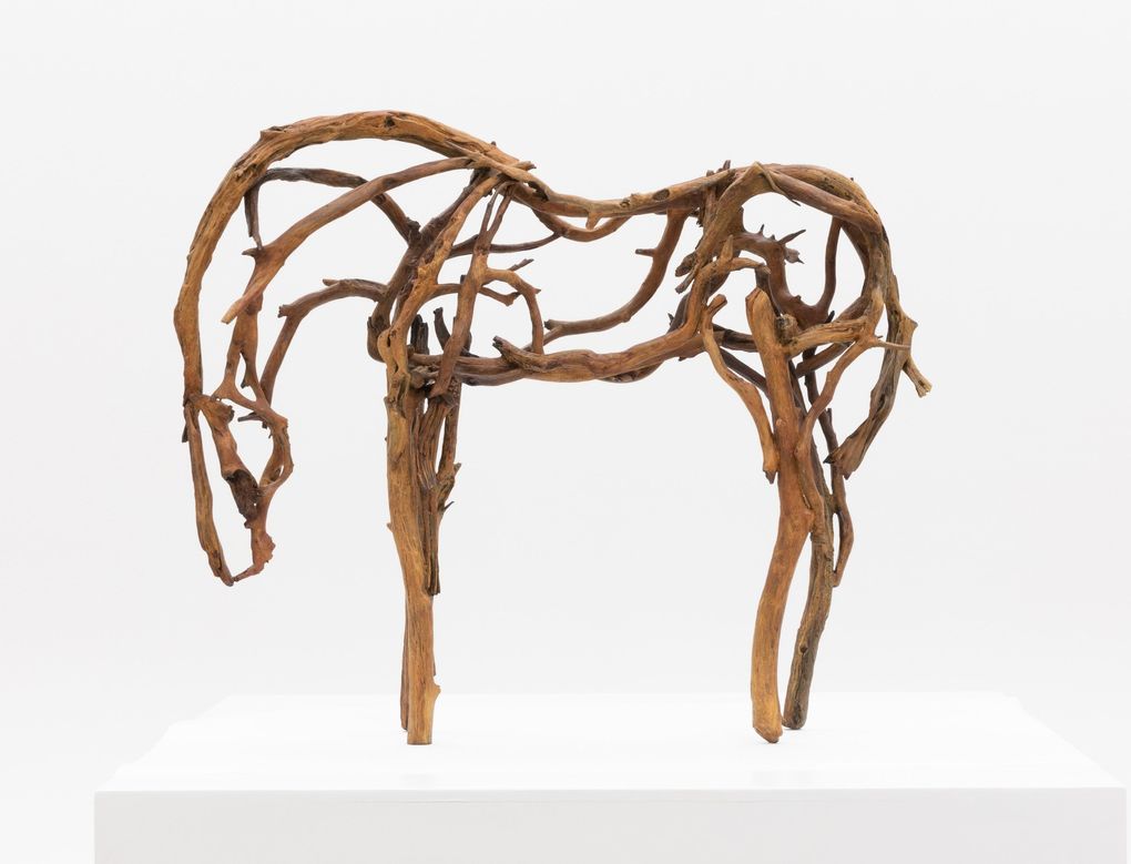 A sculpture by artist Deborah Butterfield, who uses driftwood to sculpt horses, often cast in bronze. (Courtesy of Greg Kucera Gallery)