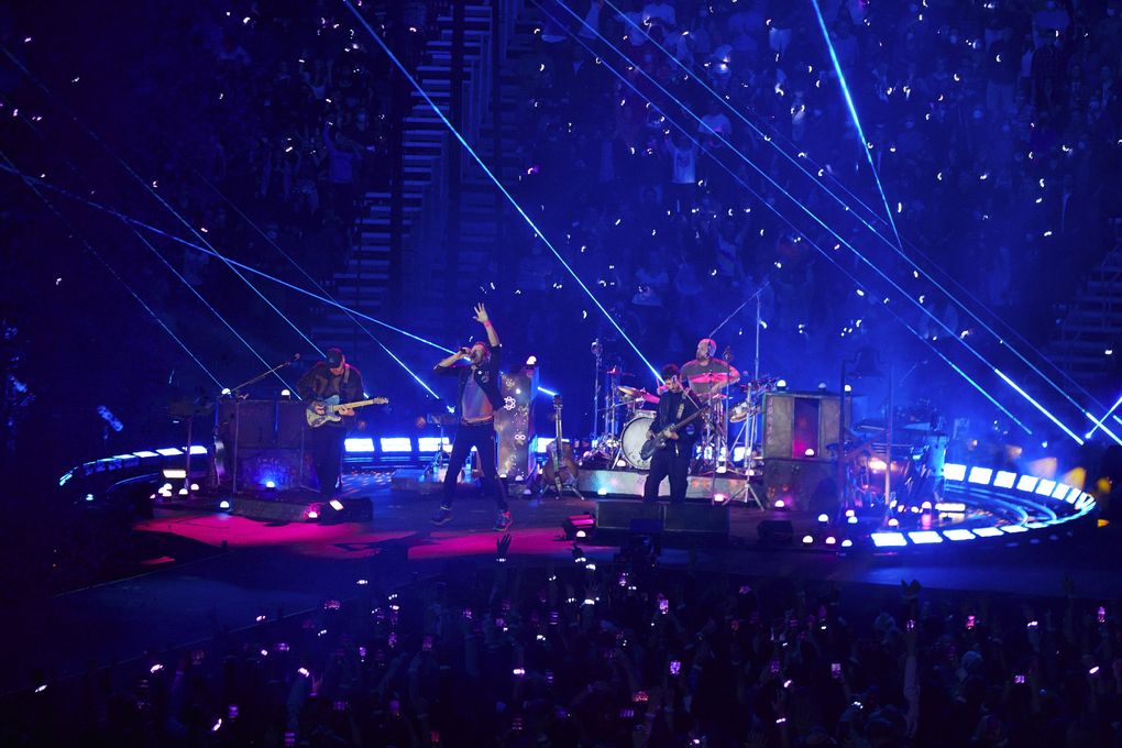Coldplay performs at Climate Pledge Arena in Seattle on Friday. (Danny Clinch)