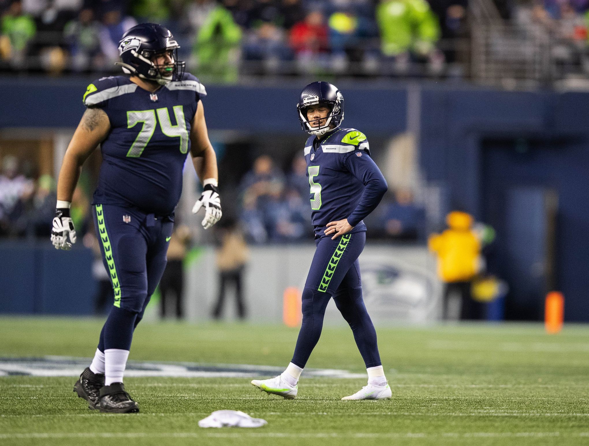 Seattle Seahawks' Alex Collins (41) celebrates a TD during an NFL