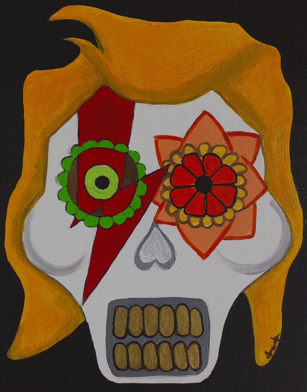 Amaranta Sandys’ “Forever Bowie,” a 2021 acrylic on canvas piece currently displayed at the Día de los Muertos exhibition at the Nepantla Gallery in White Center. (Courtesy of Amaranta Sandys)