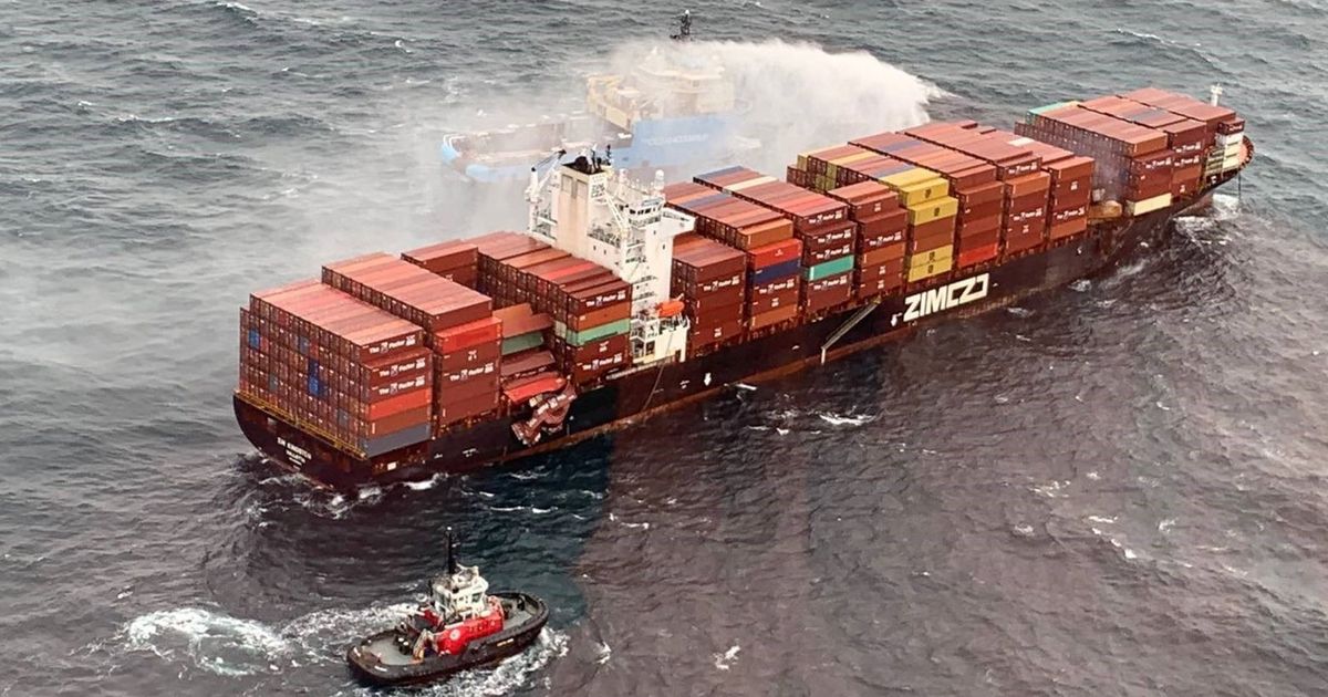 More than 100 cargo containers went overboard from ship that caught