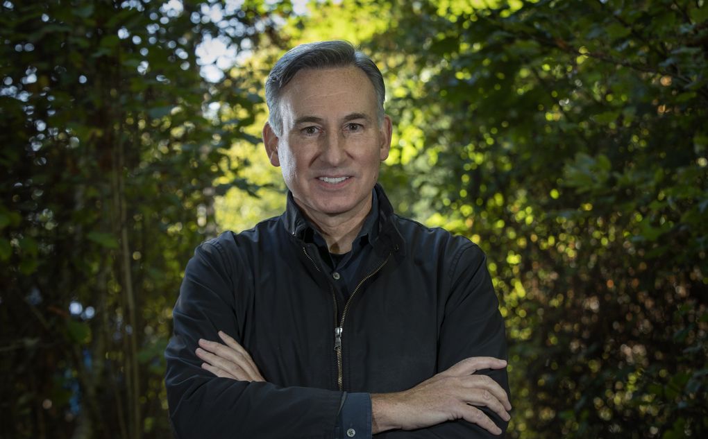 Dow Constantine, who is running for reelection as King County executive, stands in the College Street Ravine in West Seattle on Oct. 7. (Ellen M. Banner / The Seattle Times)
