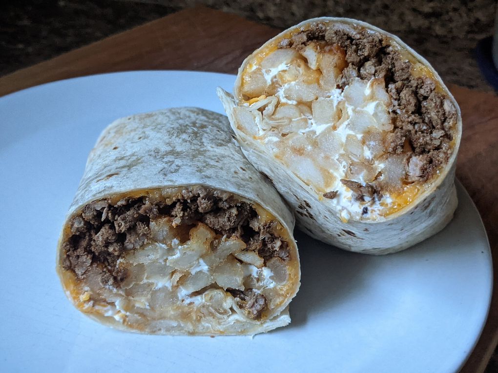 The Vet Chef serves up brick-sized San Diego-style burritos, meaning tender carne asada or beans are wrapped up with a fistful of crunchy, salty crinkle fries. (Jackie Varriano / The Seattle Times)