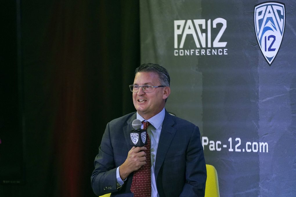 Washington State head coach Kyle Smith speaks during Pac-12 Conference NCAA college basketball media day Wednesday, Oct. 13, 2021, in San Francisco. (Jeff Chiu / The Associated Press)